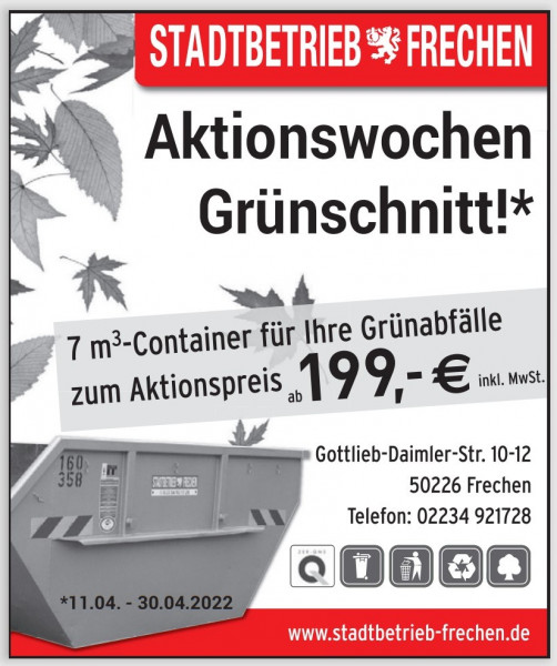 7 m³-Container für Ihre Grünabfälle zum Aktionspreis ab 199,-€ inkl. MwSt
