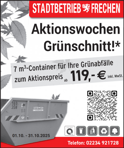 7 m³-Container für Ihre Grünabfälle zum Aktionspreis ab 119,-€ inkl. MwSt